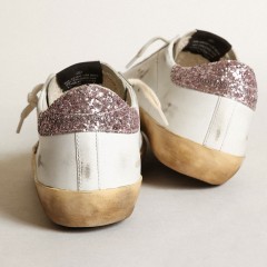 Golden Goose Super-Star With A Tan Star And Pink Glitter Heel Tab