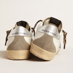 Golden Goose Super-Star With Burgundy Glitter Star And Silver Heel Tab