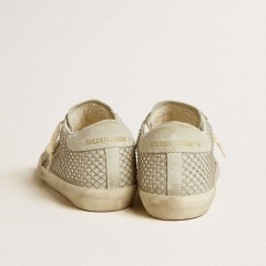 Golden Goose Super-Star With Gray Suede Star And Swarovski Crystal Mesh