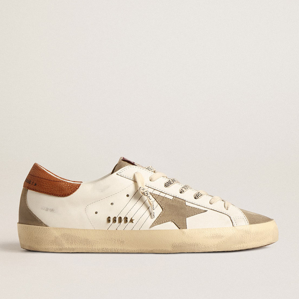 Golden Goose Super-Star With Suede Star And Brown Leather Heel Tab