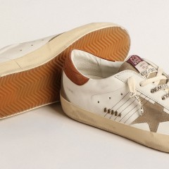 Golden Goose Super-Star With Suede Star And Brown Leather Heel Tab