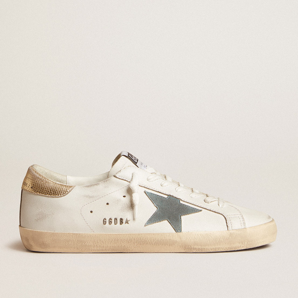 Golden Goose Super-Star With Suede Star And Platinum Snake-print Leather Heel Tab