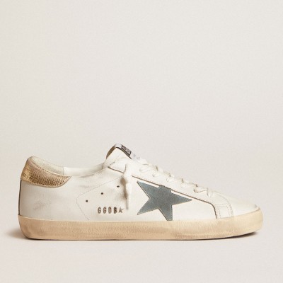 Golden Goose Super-Star With Suede Star And Platinum Snake-print Leather Heel Tab