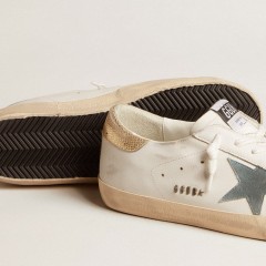 Golden Goose Super-Star With Suede Star And Platinum Snake-print Leather Heel Tab