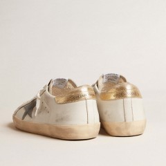 Golden Goose Super-Star With Suede Star And Platinum Snake-print Leather Heel Tab