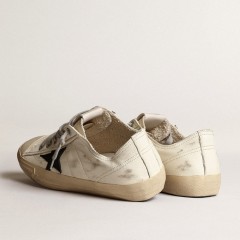 Golden Goose V-Star In Nappa Leather With Black Nubuck Leather Star