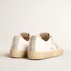 Golden Goose V-Star In Nappa Leather With Ice-gray Suede Star And Heel Tab