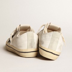 Golden Goose V-Star In White Nappa Leather With A Black Glitter Star