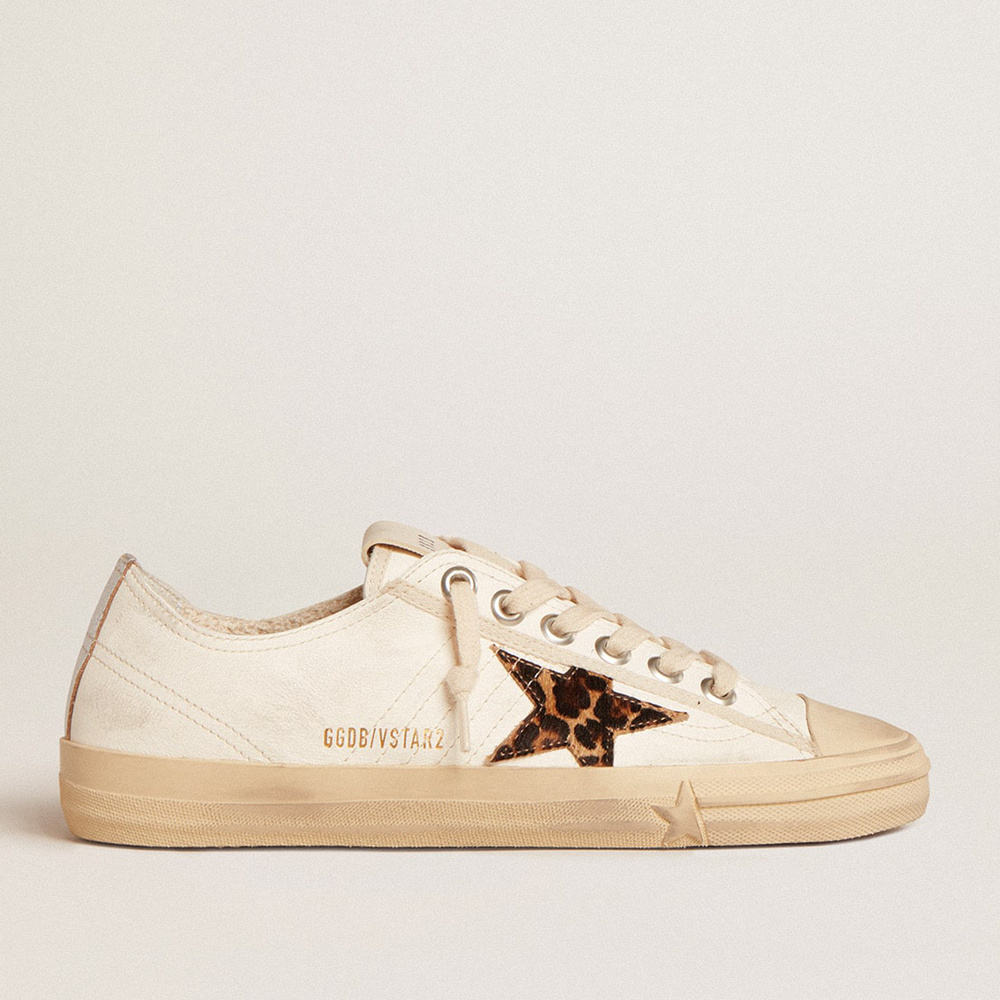 Golden Goose V-Star LTD In Nappa With Pony Skin Star And Silver Heel Tab