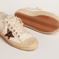 Golden Goose V-Star LTD In Nappa With Pony Skin Star And Silver Heel Tab