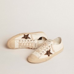 Golden Goose V-Star LTD In Nappa With Pony Skin Star And Silver Heel Tab