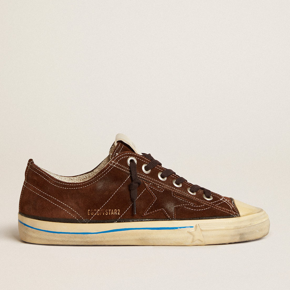 Golden Goose V-Star LTD Sneakers In Dark Brown Suede With Tone-on-tone Star