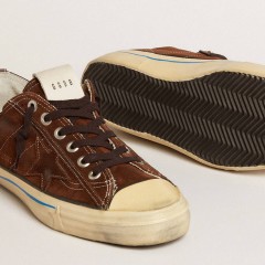 Golden Goose V-Star LTD Sneakers In Dark Brown Suede With Tone-on-tone Star