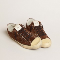 Golden Goose V-Star LTD Sneakers In Dark Brown Suede With Tone-on-tone Star