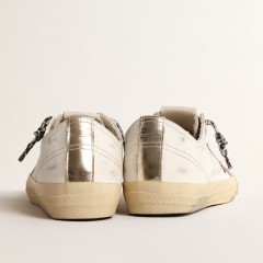 Golden Goose V-Star With Pink Glitter Star And Metallic Leather Heel Tab