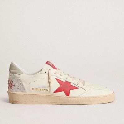 Golden Goose Valentine's Day Men's Ball Star With Red Leather Star And Red Swarovski Lettering