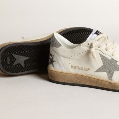 Golden Goose White Ball Star With A Swarovski Crystal Star And Heel Tab