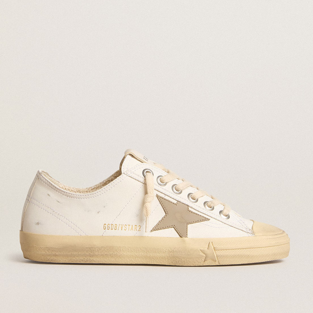 Golden Goose White Bio-based V-Star With Dove-gray Leather Star