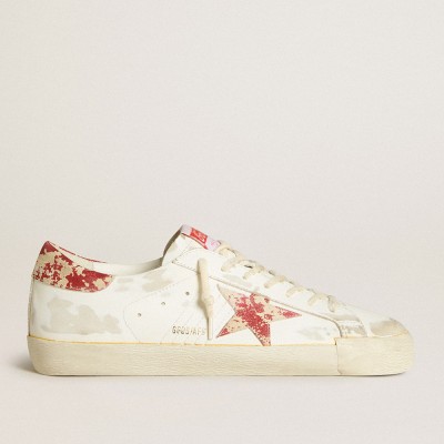 Golden Goose White Men's Super-Star LAB With Rust-effect Star And Heel Tab