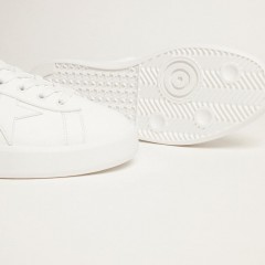 Golden Goose White Purestar Sneakers With Fluorescent Orange Heel Tab