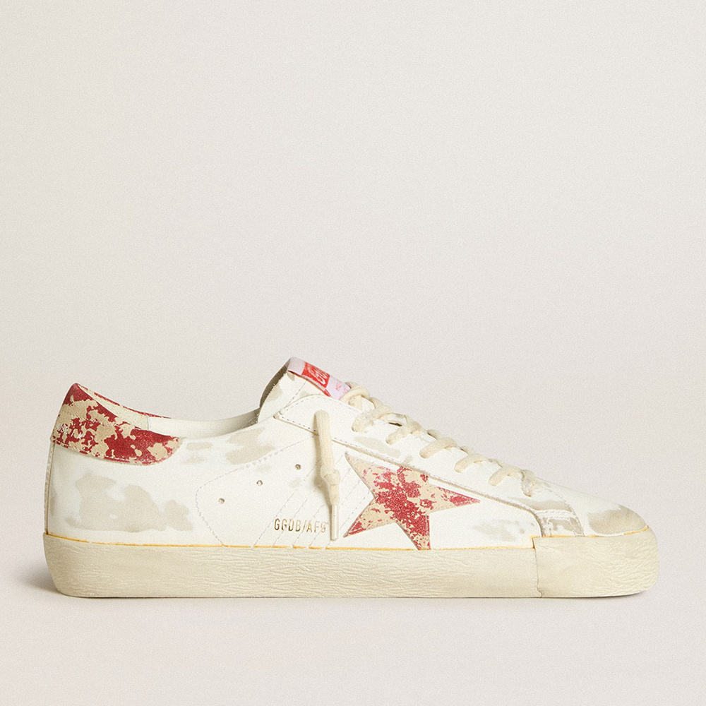 Golden Goose White Women's Super-Star LAB With Rust-effect Star And Heel Tab