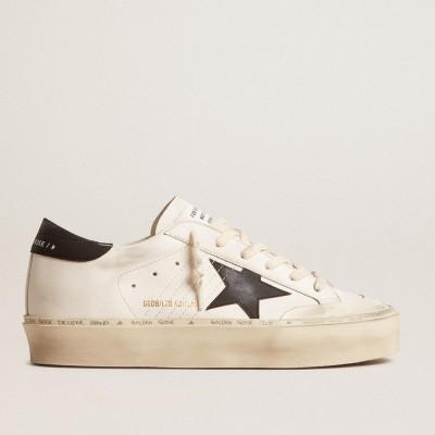 Golden Goose Woman's White Bio-based Hi Star LTD With Black Bio-based Star And Heel Tab