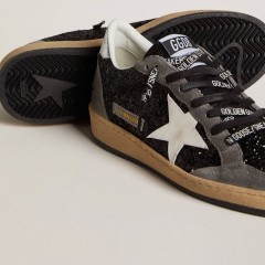 Golden Goose Women's Ball Star In Glitter With Leather Star And Metallic Leather Heel Tab