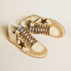 Golden Goose Women's Ball Star In Nappa And Suede With Pony Skin Star And Metallic Heel Tab