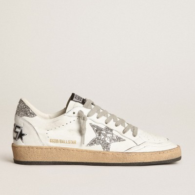 Golden Goose Women's Ball Star In Nappa With White Star And Glitter Heel Tab