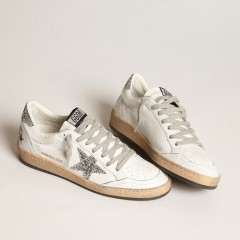 Golden Goose Women's Ball Star In Nappa With White Star And Glitter Heel Tab