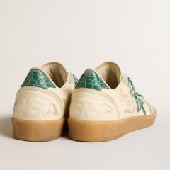 Golden Goose Women's Ball Star LTD In Nappa With Green Crocodile-print Leather Star