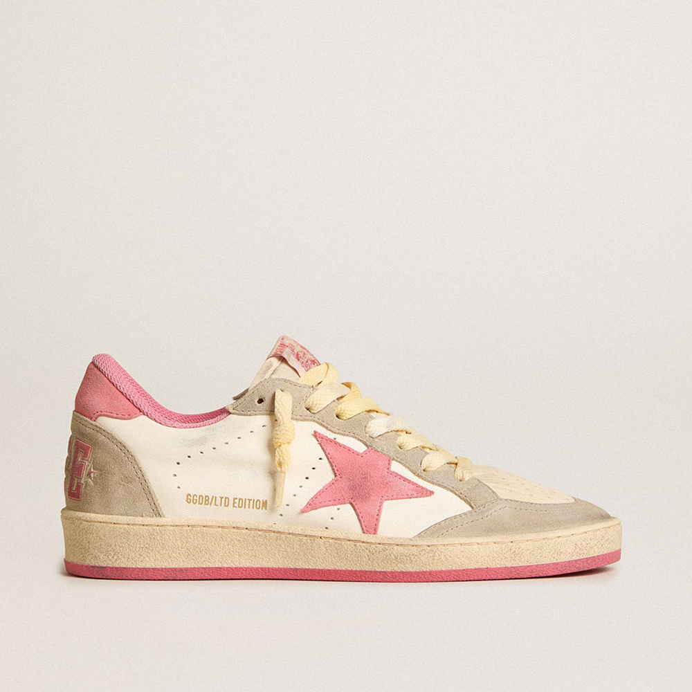 Golden Goose Women's Ball Star LTD In Nappa With Pink Suede Star And Dove-gray Inserts