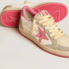 Golden Goose Women's Ball Star LTD In Nappa With Pink Suede Star And Dove-gray Inserts