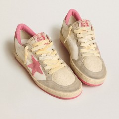 Golden Goose Women's Ball Star LTD In Nappa With Pink Suede Star And Dove-gray Inserts