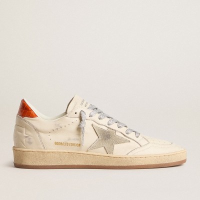 Golden Goose Women's Ball Star LTD With Ice-gray Suede Star And Orange Heel Tab