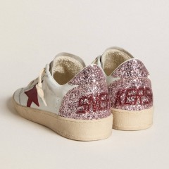 Golden Goose Women's Ball Star LTD With Red Leather Star And Pink Glitter Heel Tab