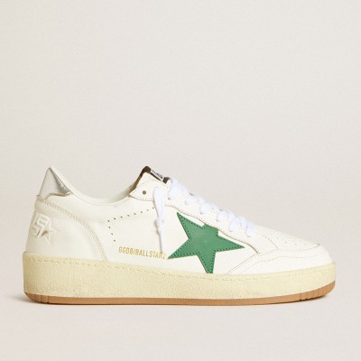 Golden Goose Women's Ball Star With Green Leather Star And Metallic Leather Heel Tab