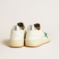 Golden Goose Women's Ball Star With Green Leather Star And Metallic Leather Heel Tab