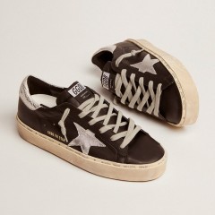 Golden Goose Women's Hi Star In Black Leather With Silver Laminated Leather Star