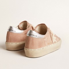 Golden Goose Women's Hi Star In Pink Suede With Cream Star And Silver Leather Heel Tab