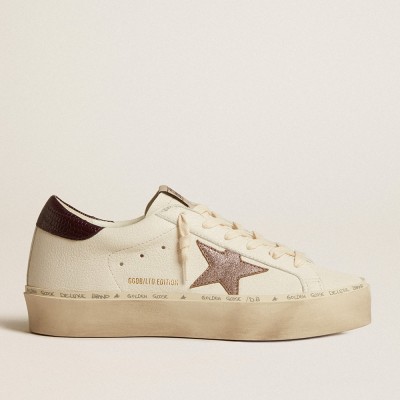 Golden Goose Women's Hi Star LTD In Nappa With Glitter Star And Lizard-print Heel Tab