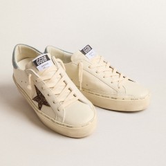 Golden Goose Women's Hi Star LTD With Hazelnut Glitter Star And Light Blue Suede Heel Tab