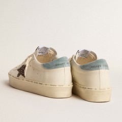 Golden Goose Women's Hi Star LTD With Hazelnut Glitter Star And Light Blue Suede Heel Tab