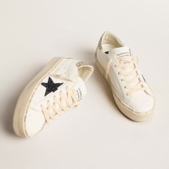 Golden Goose Women's Hi Star With Blue Glitter Star And Platinum Glitter Heel Tab