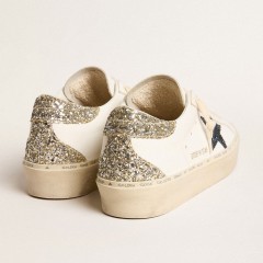 Golden Goose Women's Hi Star With Blue Glitter Star And Platinum Glitter Heel Tab