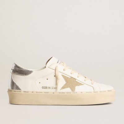 Golden Goose Women's Hi Star With Gold Glitter Star And Lizard-print Leather Heel Tab