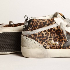 Golden Goose Women's Mid Star In Leopard Print Pony Skin With Black Star