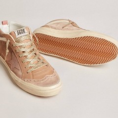 Golden Goose Women's Mid Star LTD In Pink Suede With Pink Lizard-print Leather Star