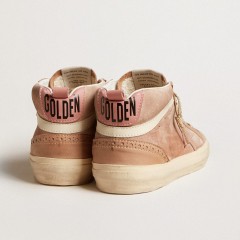 Golden Goose Women's Mid Star LTD In Pink Suede With Pink Lizard-print Leather Star