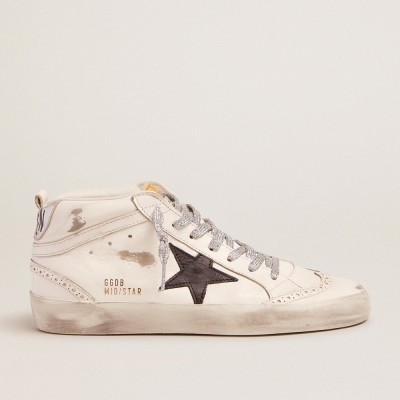 Golden Goose Women's Mid Star With Laminated Heel Tab And Glitter Laces